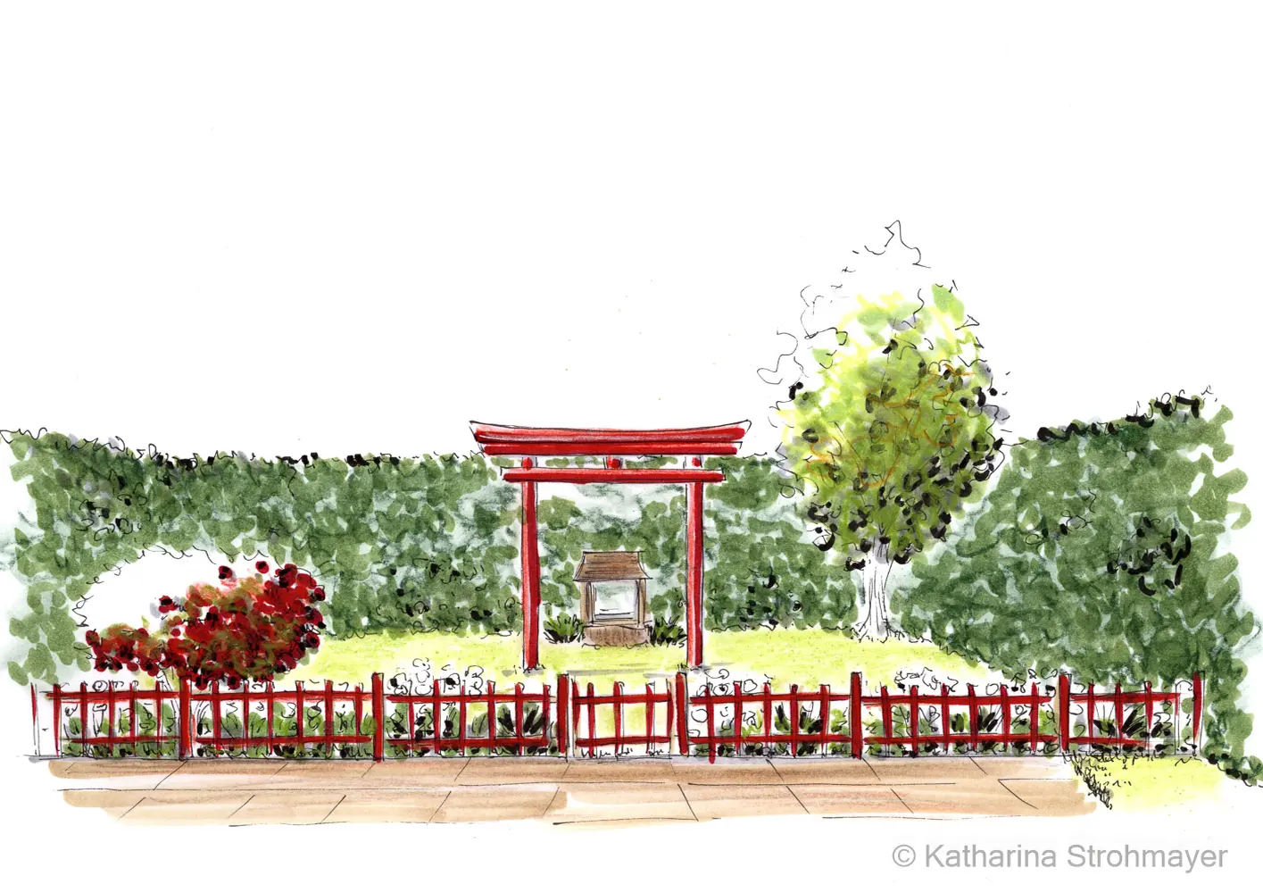 Kleiner japanischer Garten mit Schrein